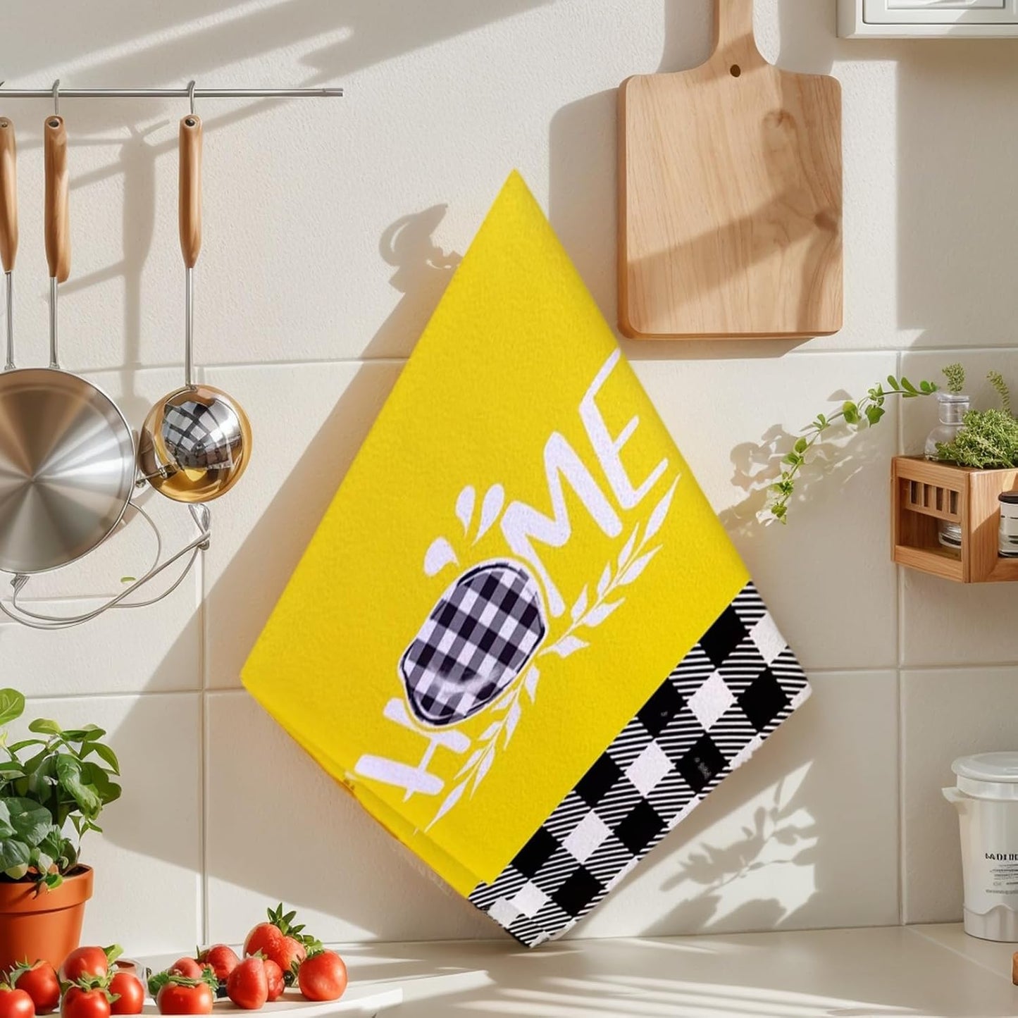 Set of 2 Spring Lemon Kitchen Towels Dish Towels, Spring Summer Lemon Home Hand Towels 16x24 Inches Seasonal Decoration Towel