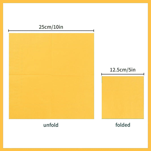 100 Pack Cocktail Napkin 2-Ply Disposable Napkins 5 x 5IN Yellow | Dessert Napkins for Dinner Wedding Birthday Party Bridal Anniversary Reception Event
