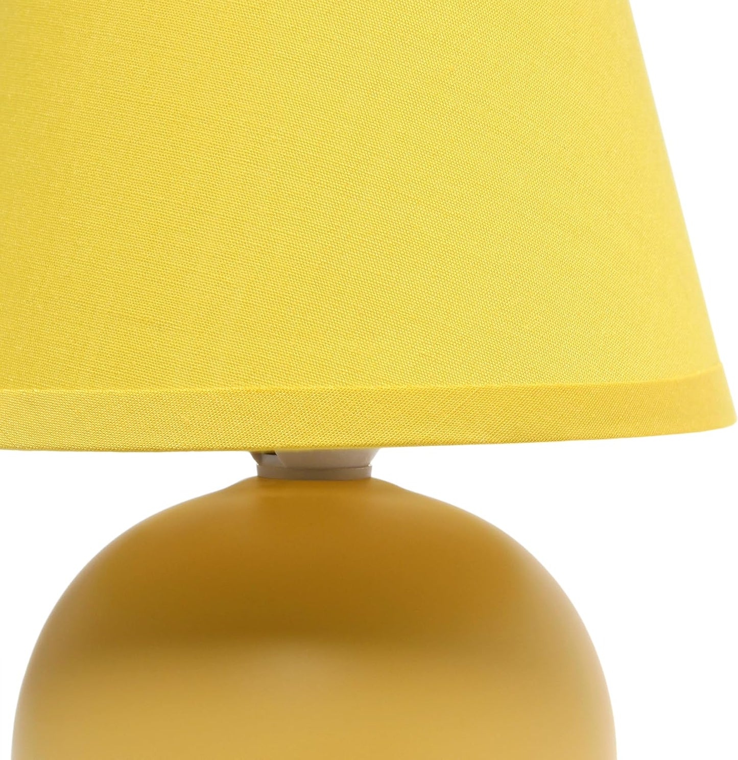 LT1196-YLW-2PK 8.66" 2-Pack Chic Little Globe Ceramic Table Lamp Set with Matching Tapered Shade, for Living Room, Bedroom, Office, Yellow