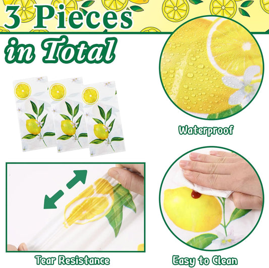 3 Pcs Lemon Tablecloths Plastic Yellow Table Covers 54 x 108 Inch Disposable Rectangular Lemonade Table Cloth for Spring Summer Wedding Lemon Theme Birthday Party Decorations Supplies