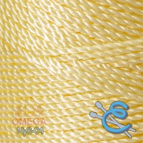 Nylon NO.2 by Omega - Strong 100% Nylon String Cord for Fine Crochet and Crafts - Color: 04 Light Yellow
