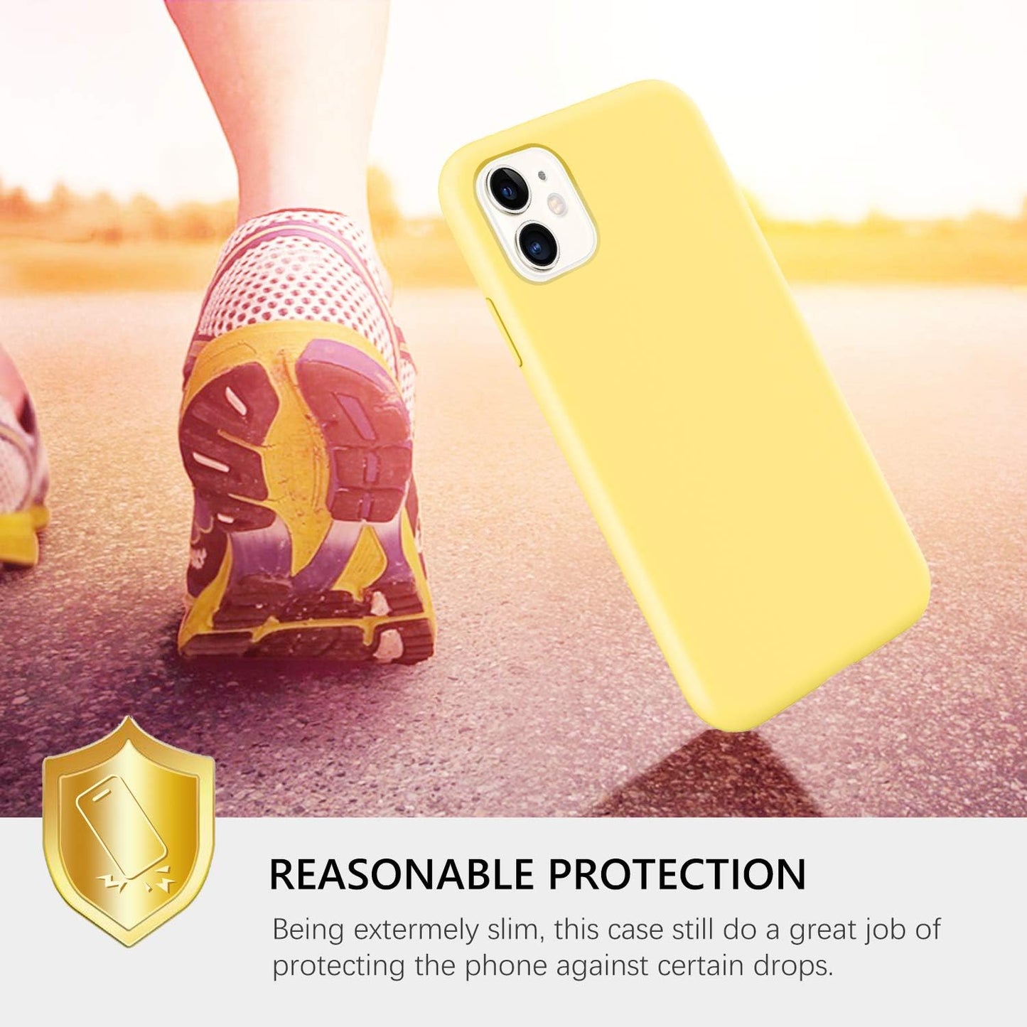for iPhone 11 Case Liquid Silicone, Phone Case for iPhone 11 6.1 inch Soft Gel Rubber Slim Lightweight Microfiber Lining Cushion Texture Cover Shockproof Protective Anti-Scratch, Yellow