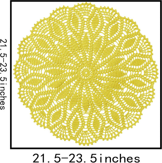 22 Inch Table Placemat Kitchen Round Decor Doily Washable Tablecloth Doilies (Yellow)