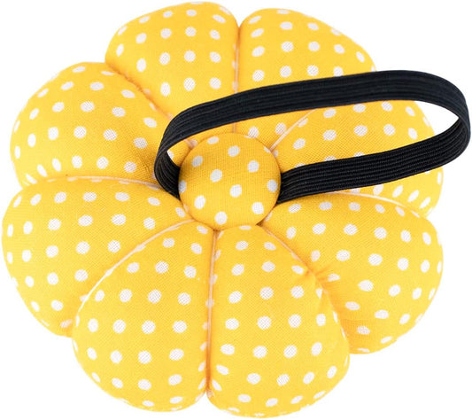 Pin Cushions Wrist Pins Cushions with Elastic Strap Pumpkin Needle for Sewing Cushion Pincushions for Needlework or DIY Crafts(Yellow)