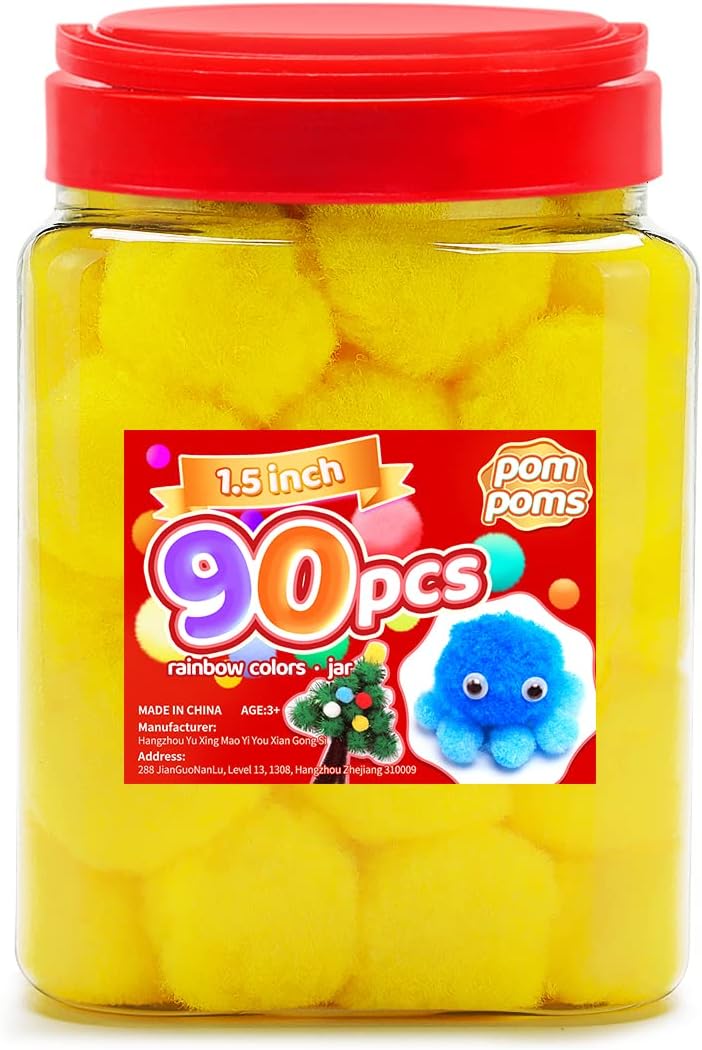 Yellow Pom Poms, 0.4inch(1cm), 2000pcs, Small Size, Pom Poms for Arts and Crafts, Pom Pom Balls, Craft Supplies.