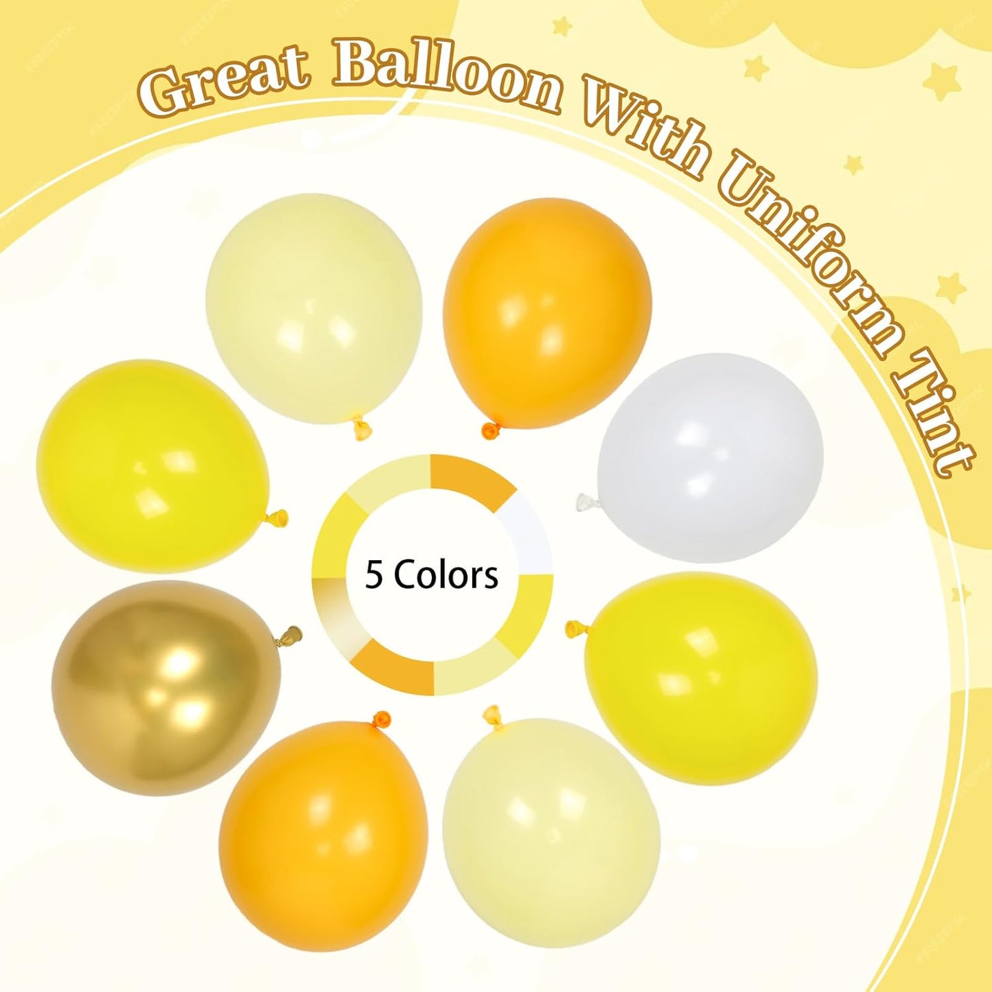 60pcs Yellow and White Balloons 12inch with Yellow White Gold Balloons | Bee, Sun, Baby Shower, Birthday Party Decorations