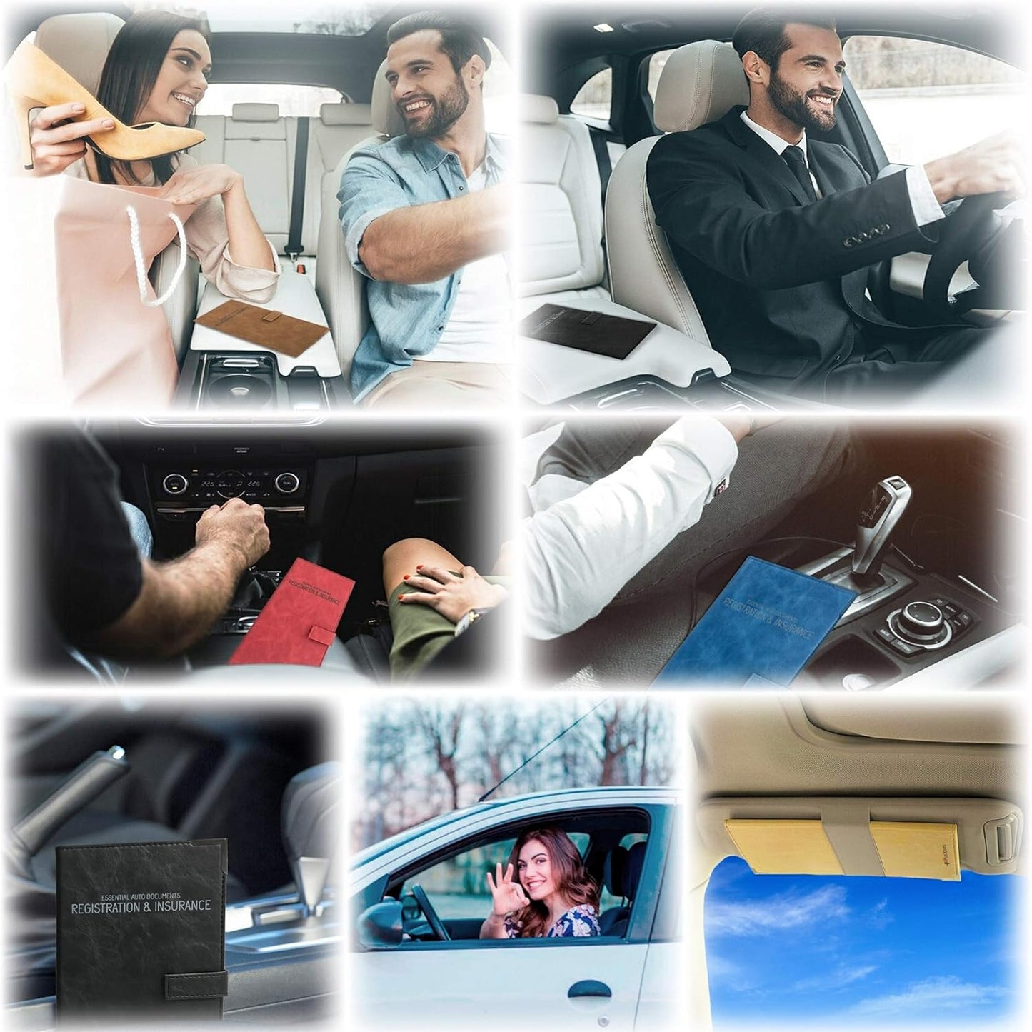 Registration and Insurance Card Holder - Car Organizer - Yellow | Vehicle Glove Box Document Organizer, Auto Essential Paperwork Holder for Contact Information Cards, Interior Car Accessories
