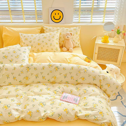 3Pieces Duvet Cover King Size- 100% Cotton Comfort Duvet Cover Set,a Duvet Cover,2 Pillowcase Home Bedding with Zipper Closure for All Season (King (U.S. Standard), Cream Yellow)