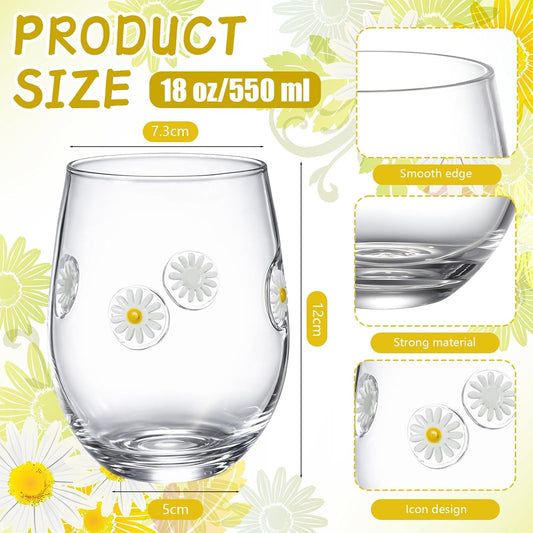 2 Pcs Lemon Cup Icon Juice Glasses Aesthetic Cups 18 oz Stemless Drinking Cocktail Coffee Mugs for Party Supplies Gifts