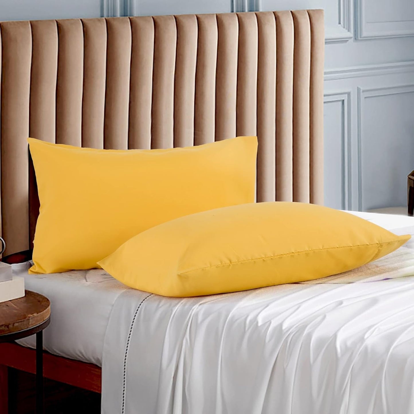 Ultra Soft Brushed Microfiber Standard Size 20"x30" Pillowcases Pair Set of 2 with Envelope Closure (Spicy Mustard, 20"x30" Standard)