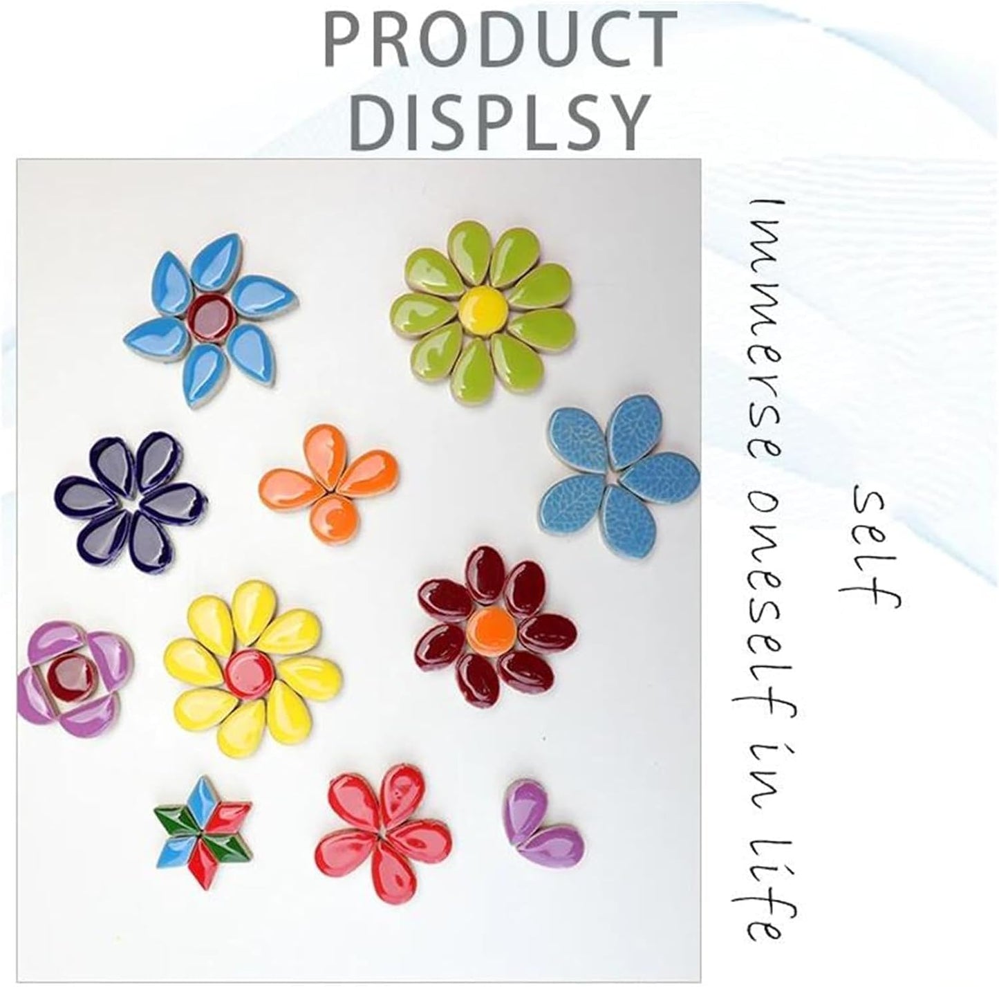 1.1lb Raindrops Ceramics Mosaic Tiles for DIY Crafts Home Decoration, 0.47"x 0.75" DIY Mosaic Tile Kits for Craft Plates Flowerpots Vases Cups Mosaic Making Supplies Art Projects (Deel Blue)