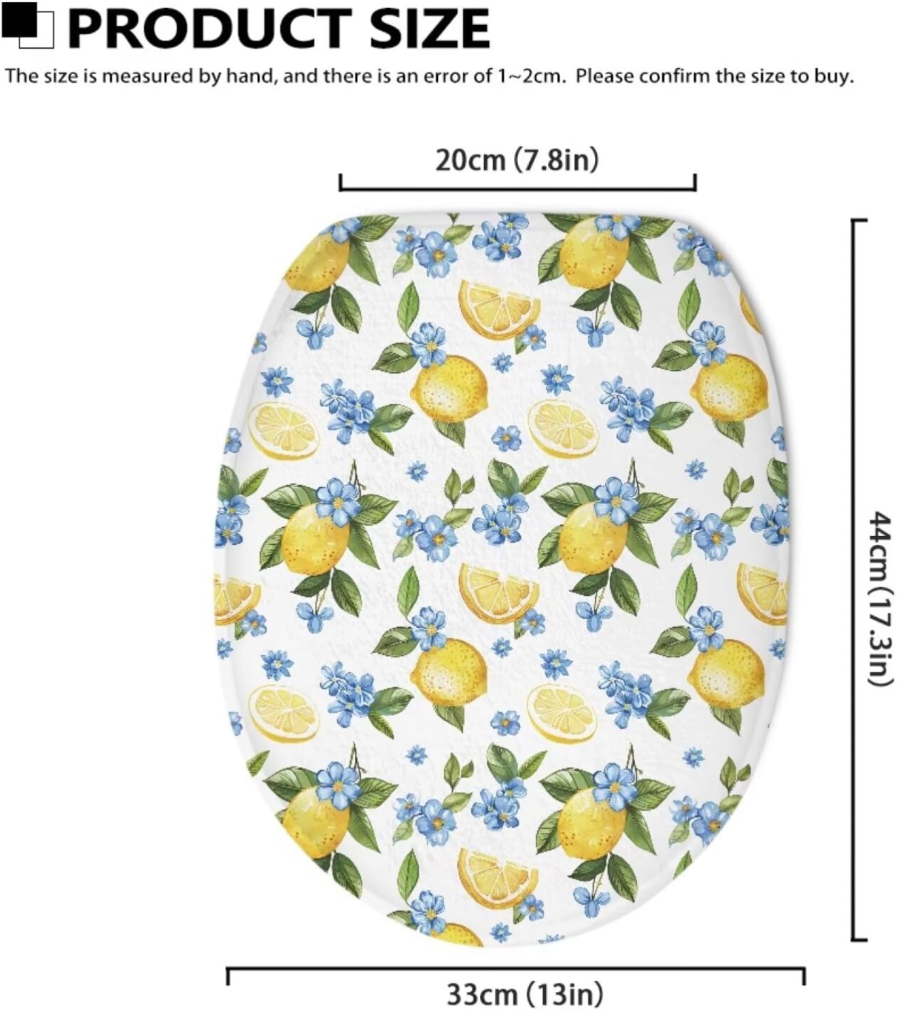 Lemon Fuzzy Toilet Lid Cover for Bathroom Stretchable Toilet Seat Lid Cover for All Season Flannel Home Decoration