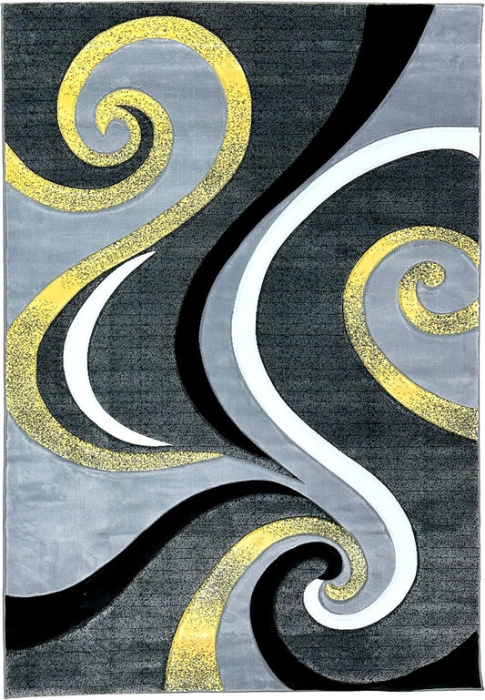 Abstract Rug 5x7 Modern Rug Contemporary Area Rug Premium Quality Rug Colorful Thick Carpet for Living Room 327 Yellow