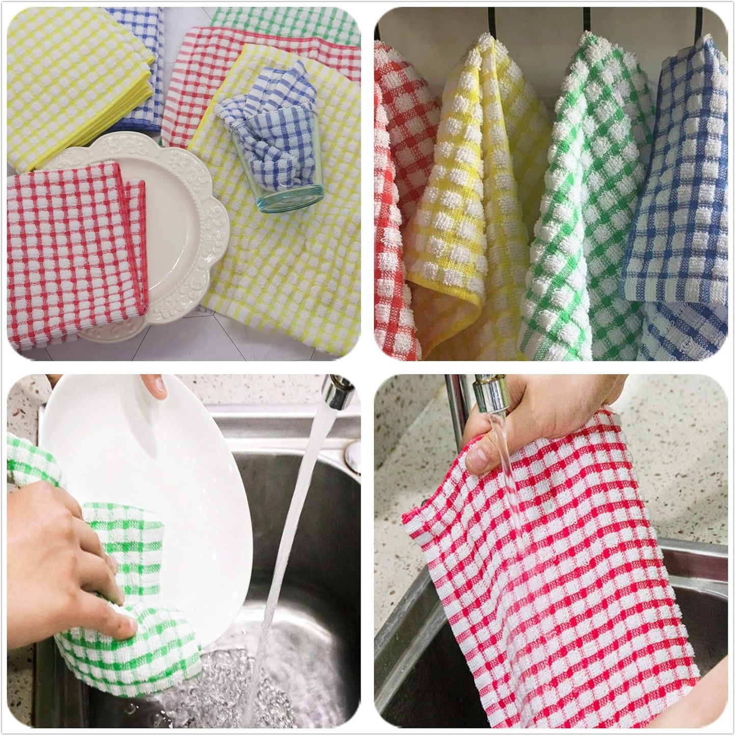 Cotton Dish Rags Dish Cloths For Washing Dishes, 8 Pack,11.8”x11.8”, Yellow | Terry Cloth Wash Rags For Cleaning House, Light Dish Towels Tor Kitchen Drying Dishes, Soft Kitchen Washcloths