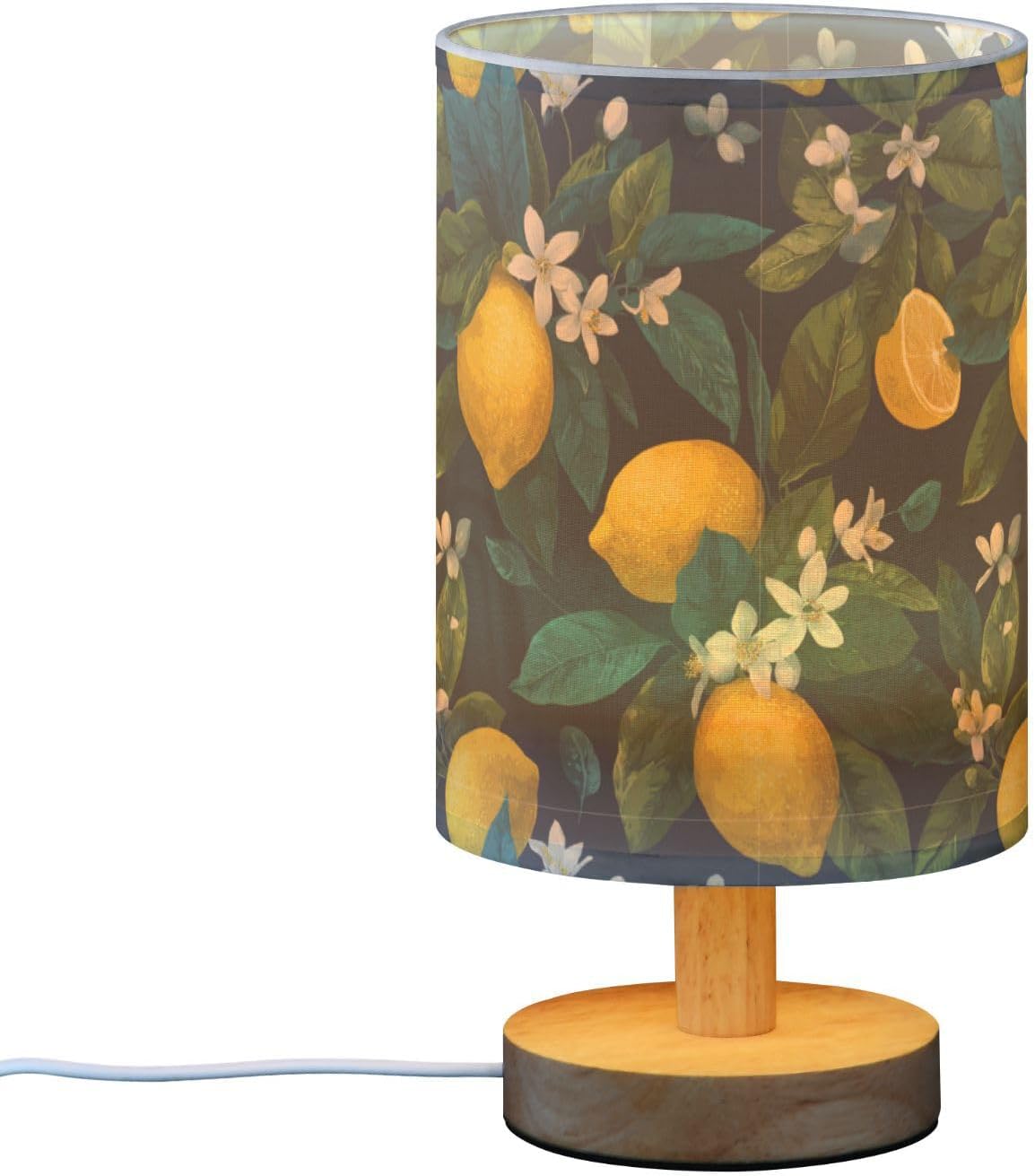 Bedside Table Lamp Lemon Yellow Citrus Fruits (115) Kids Nightstand Lamp Night Light Fabric Shade for Bedroom Living Room Home Office