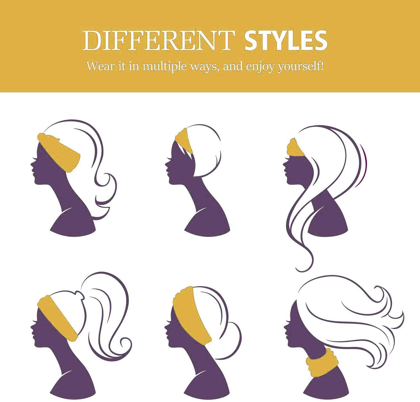 2 Pack Wide Headbands for Women Boho African Knotted Non Slip Fashion Hair Bands Yoga Running Sports Workout Gym Head Wraps Elastic Soft Cotton Cloth Turbans Bandana for Girls(Yellow,Navy)
