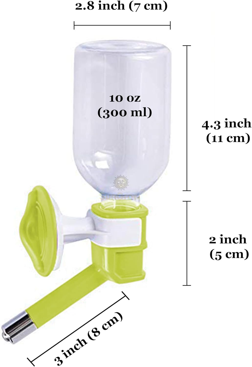 10 oz Guinea Pig & Hamster Pet Crate Water Bottle Dispenser, No Drip Dog Puppy & Cats Cage Kennel Wall Mount Water Dispenser/Feeder Bottle, Suitable for Kitten, Ferrets & Other Small Animals