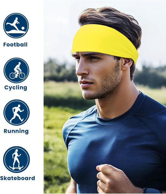 Headband for Men & Women, Sweat Wicking Sports Sweatband Headbands, Workout Running Training Yoga Basketball Hairband