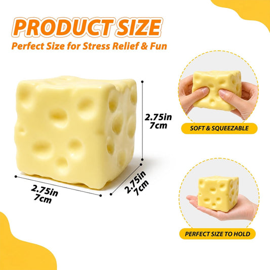 Cheese Squishy Toy - Formable No-Rebound Soft 2.76 Inche Squeeze Cheese Toy | Fidget Squishy Cheese, Two Color Options, Soft Flexible Elastic Rubber Classroom Gift for Kids,Sensory Desk Toy for Adults