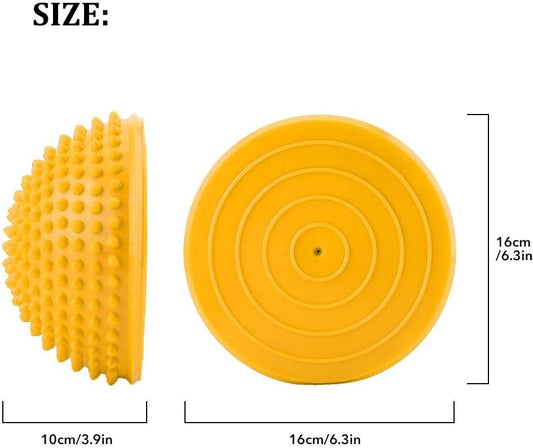 PVC Semi-Circular Durian Ball Inflatable Half Yoga Balls Massage Point Fitball Exercises Trainer Fitness Balance Ball(Yellow)