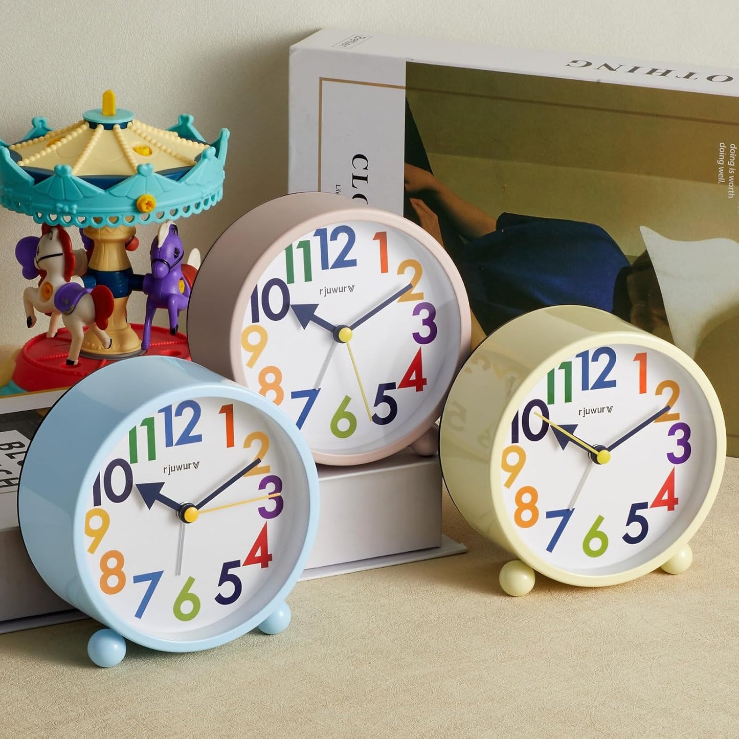 Metal Super Silent Beep Alarm Clock, Desk Alarm Clock Bedroom Clock, Child Interest Alarm Clock(Cheese Yellow)