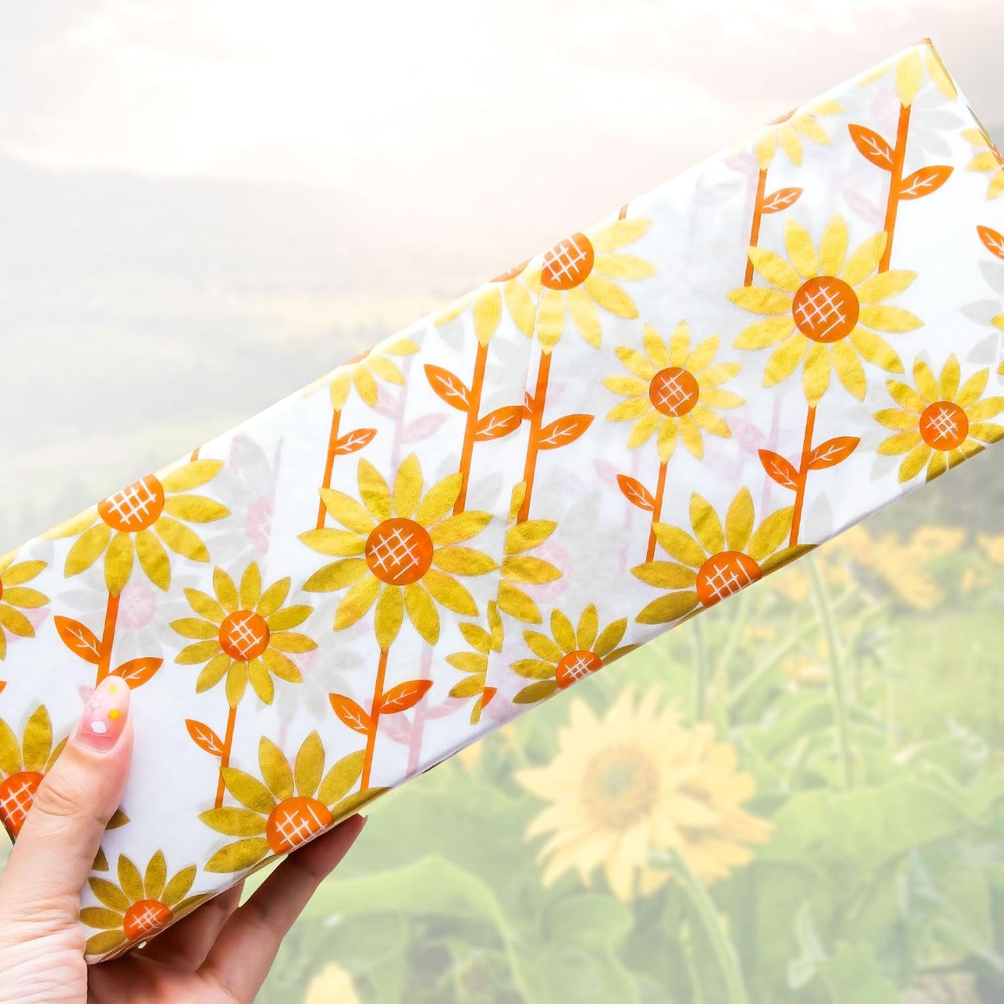 100 Sunflower Tissue Paper, Gold and Brown, 20" x 14", Perfect for Sunflower Party, Art Crafts, and Gift Bags