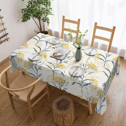 Yellow Berries and Leaves Rectangle Tablecloths Vintage Floral Table Cloths Dacorative Kitchen Dining Tablecloth for Rectangular Tables,Washable Table Cover for Party 54 x 72 Inch