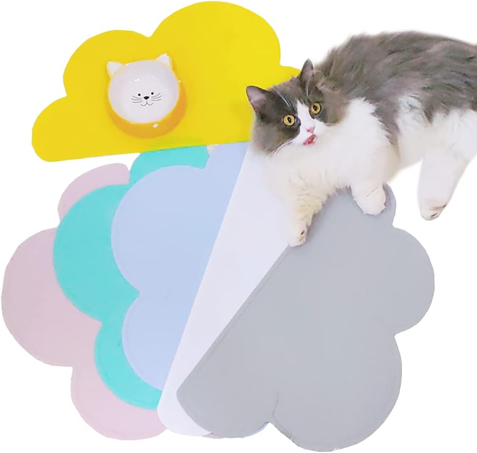 Silicone Pet Feeding Food Mat Dog Cat Placemat with Raised Edge | Anti-Slip Waterproof Pet Bowl Mats Pet Food Tray for Messy Drinkers to Protect Floors Easy to Clean Fit for Dog Cat Bowls