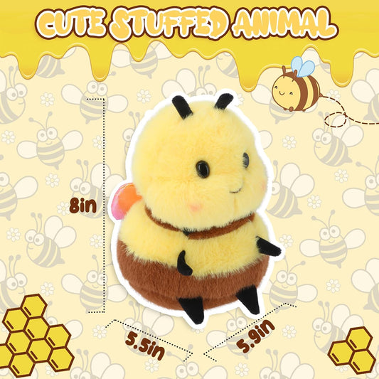 Chubby Smiling Bee Plush, Lucky Soft Bumblebee Plush Toy, Cute Bee Stuffed Animal, The Best Gift for Child and Partners(8 inch)