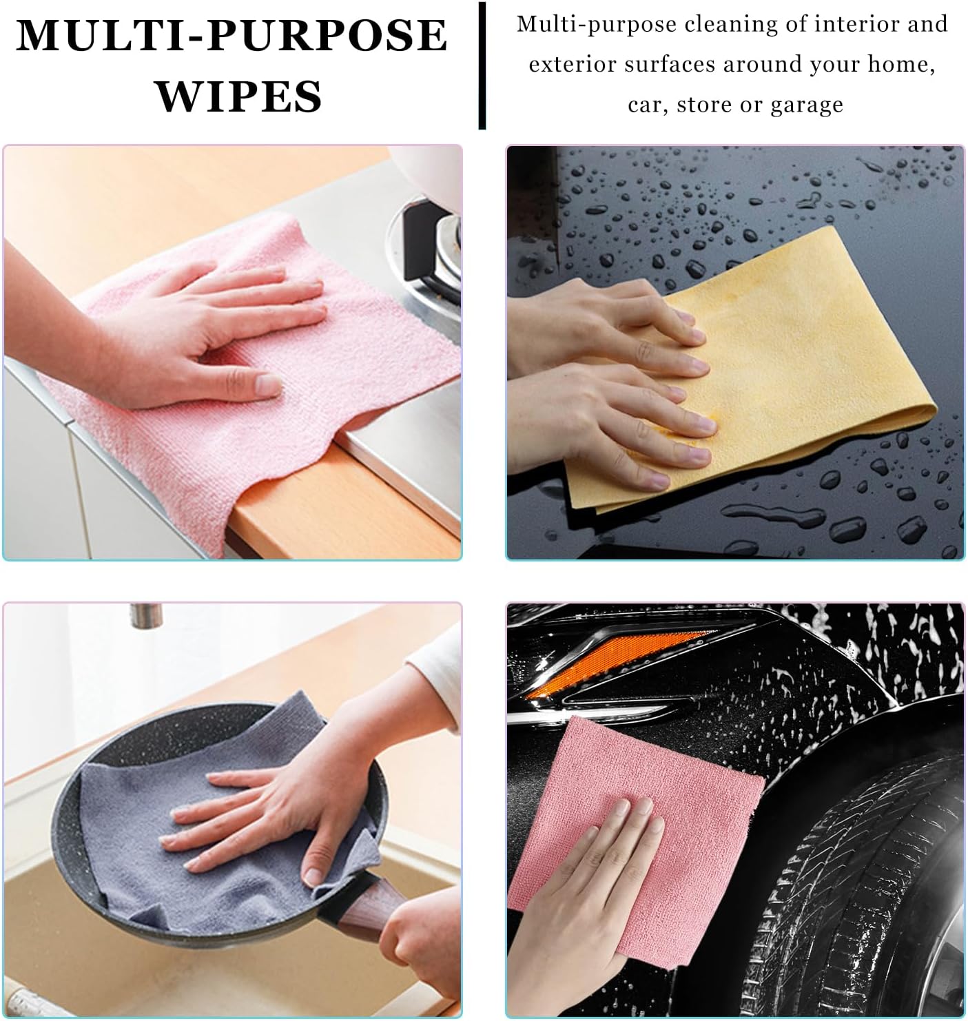 50PCS Microfiber Towel Roll, 12×11.6 inch Washable Tear Away Cleaning Cloth, Reusable Ultra Absorbent Rags Scratch Free Quick Drying Towel Roll, Lint-Free Cloth for Car (Yellow)