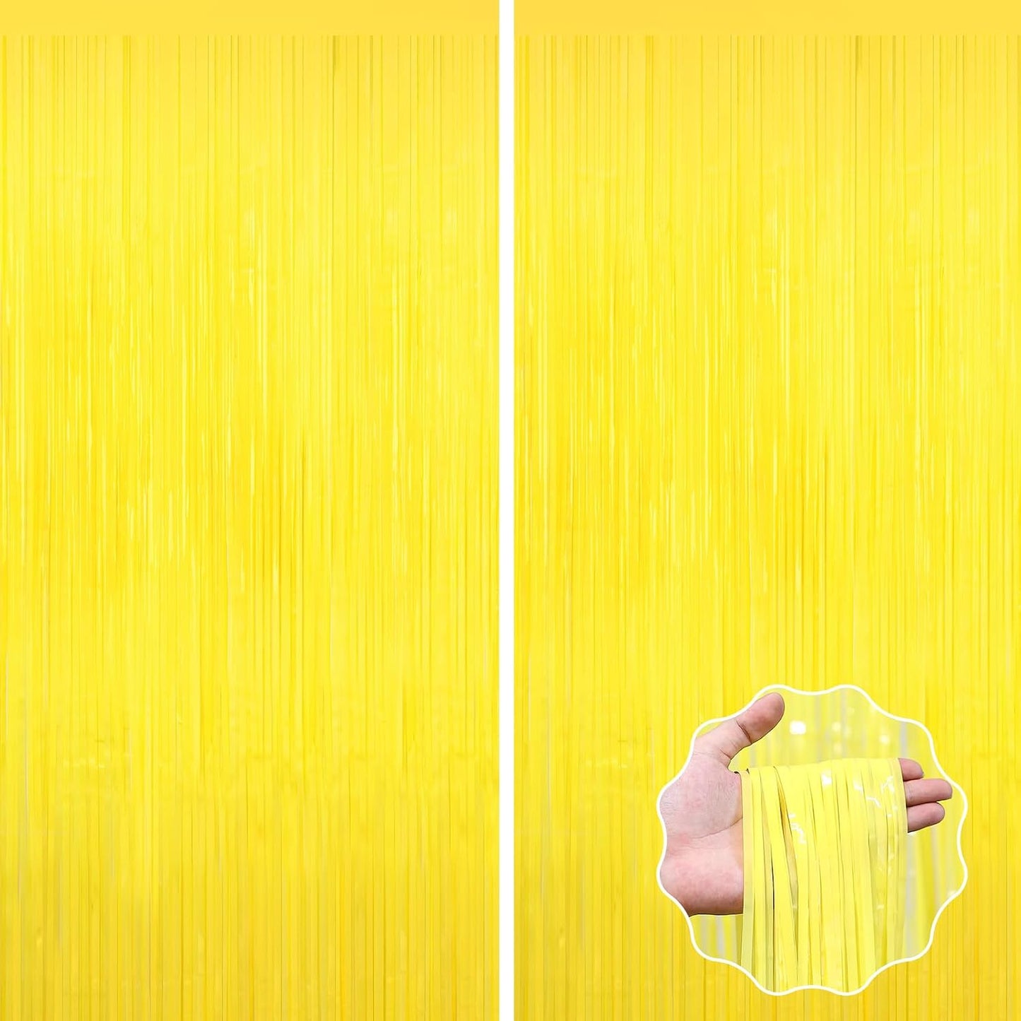 Macaron Yellow Foil Fringe Curtain, 2Pack Tinsel Streamer Party Decoration | Party Backdrop Decorations for Birthday, Graduation, Baby Shower, Disco Party Holiday Celebrations, Photo Booth Props Curtain