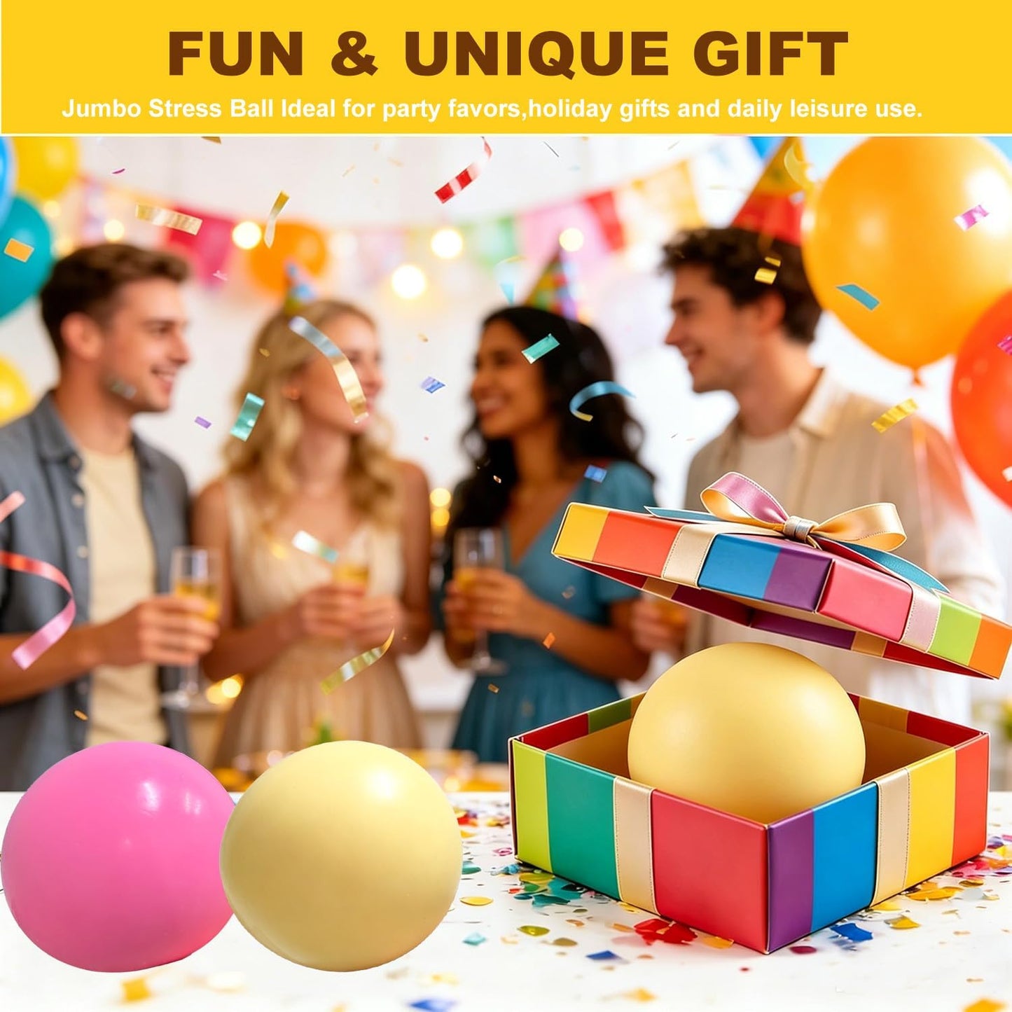 Giant Mochi Squishy Toy 10cm,Jumbo Squeeze Dough Ball,Super Soft Slow Rising Stress Relief Squeeze Ball, Large Flowing Creamy Texture Sensory Toy for Party Favor & Birthday Gifts,Big Squishy (Yellow)