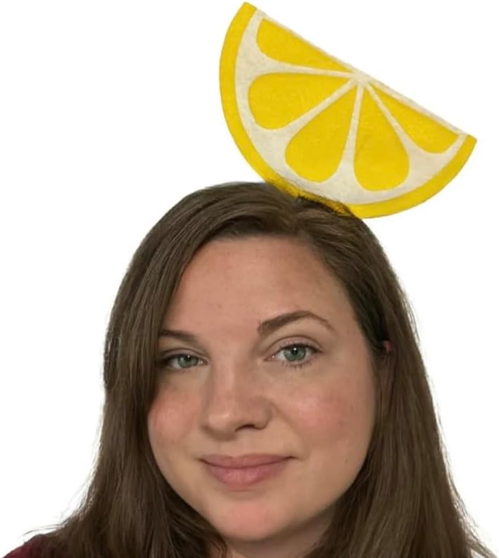 Lemon Slice Fruit Headband Headpiece Headwear Halloween Costume Men Womans Yellow and White