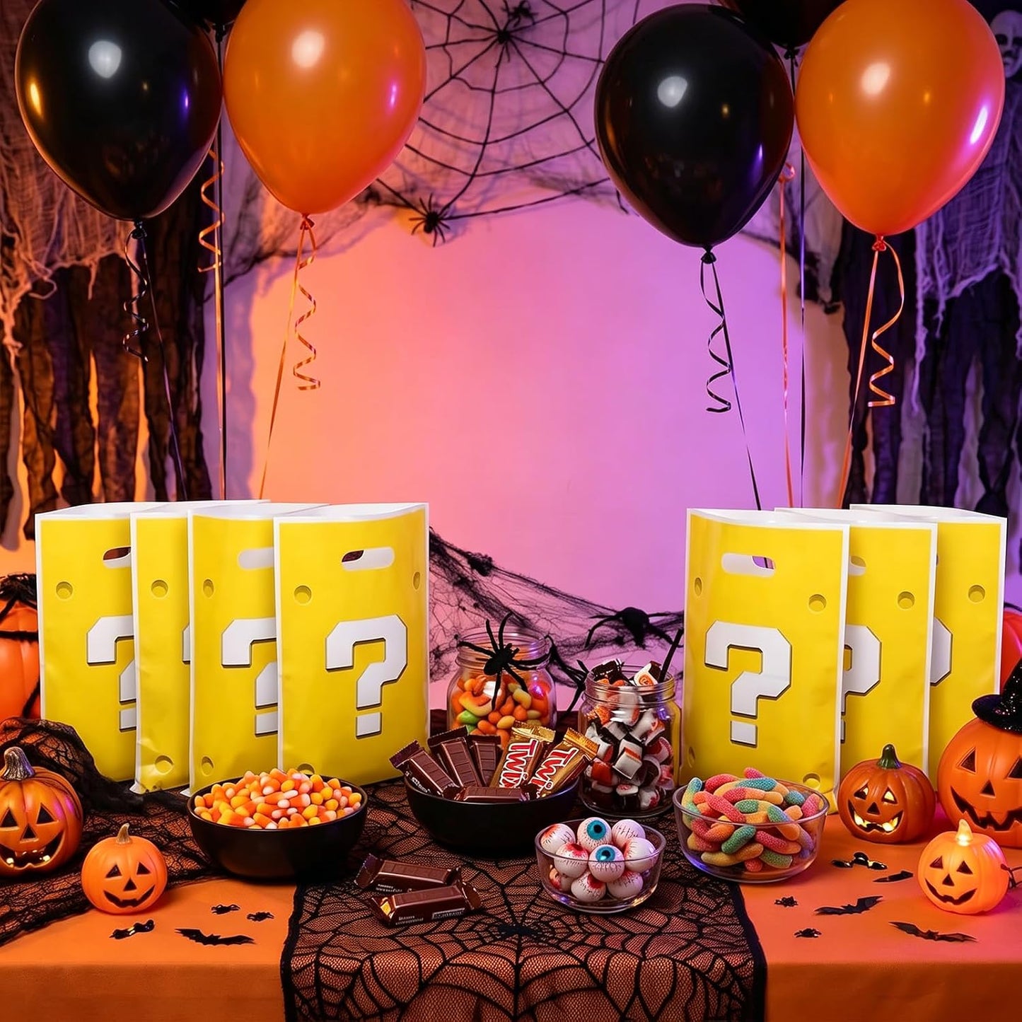 Yellow Question Mark Plastic Gift Bags,30 Pack Video Game Theme Party Favor Bags for Boys Birthday Party Decorations