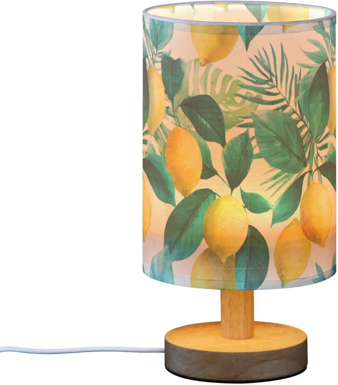 Bedside Table Lamp Lemon Yellow Citrus Fruits (57) Kids Nightstand Lamp Night Light Fabric Shade for Bedroom Living Room Home Office
