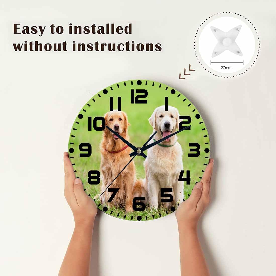 Lemon Wall Clock Yellow-Green Lemon Leaves Battery Powered Wall Clock Silent Non Ticking 10 Inch for Living Room, Kitchen, Home,Bathroom, Bedroom - Colors A
