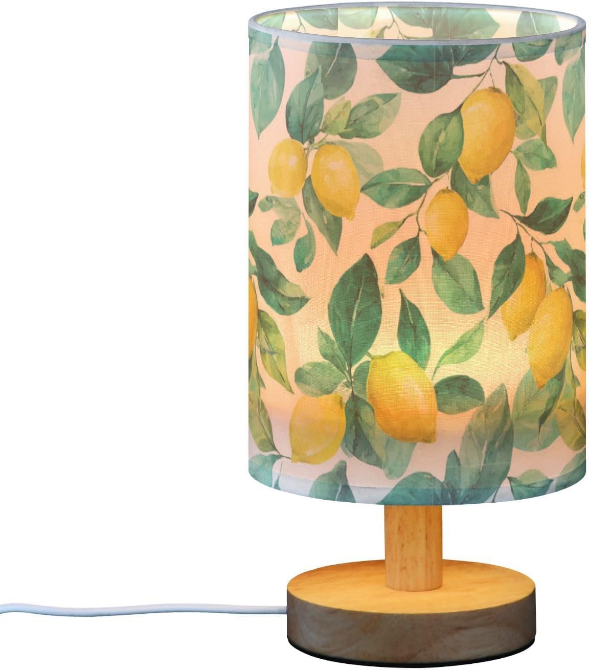 Bedside Table Lamp Lemon Yellow Citrus Fruits (40) Kids Nightstand Lamp Night Light Fabric Shade for Bedroom Living Room Home Office