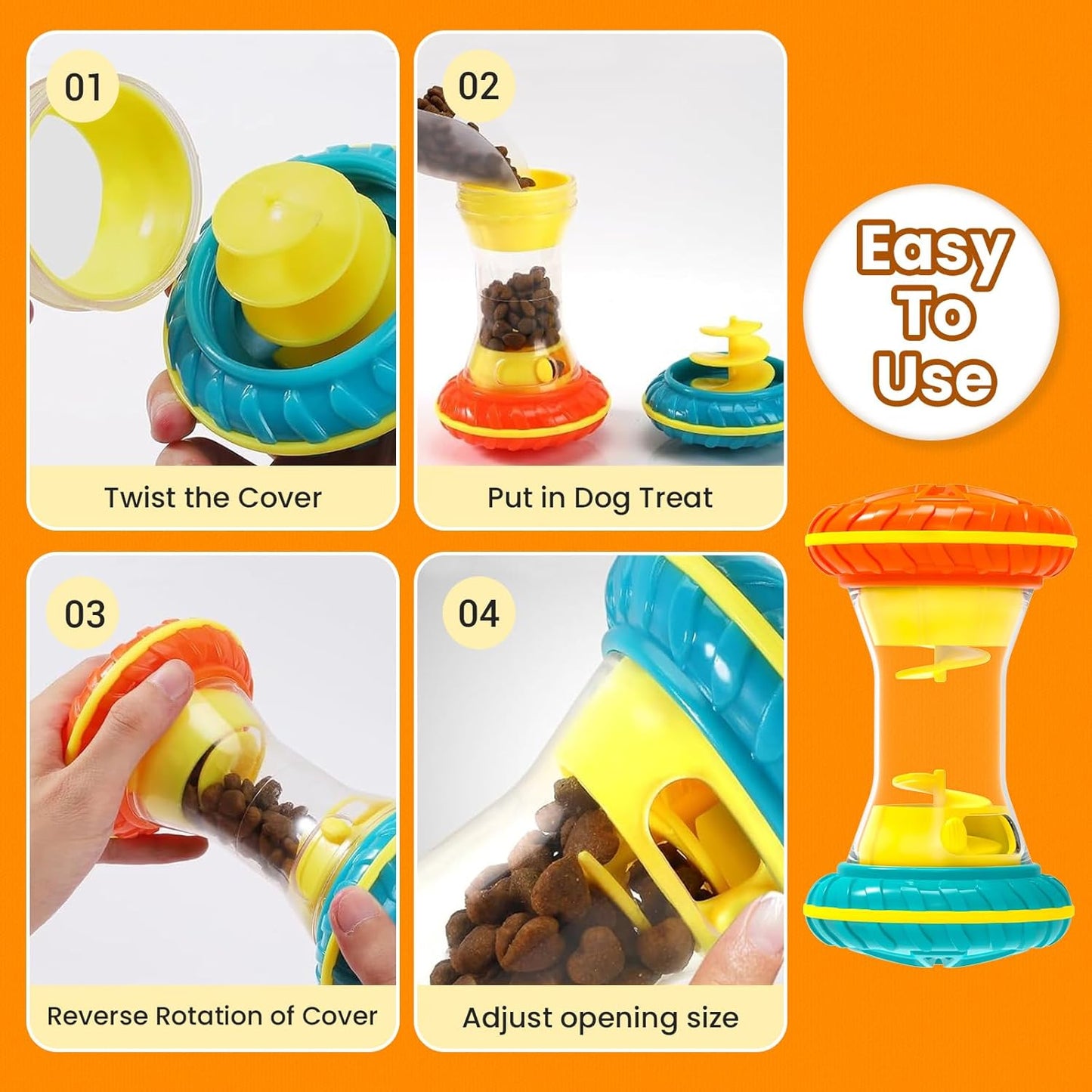 Interactive Dog Toys, Dog Puzzle Toys for Smart, Dog Enrichment Toy to Keep Them Busy, Treat Dispensing Toy Slow Puzzles Feeder, Yellow