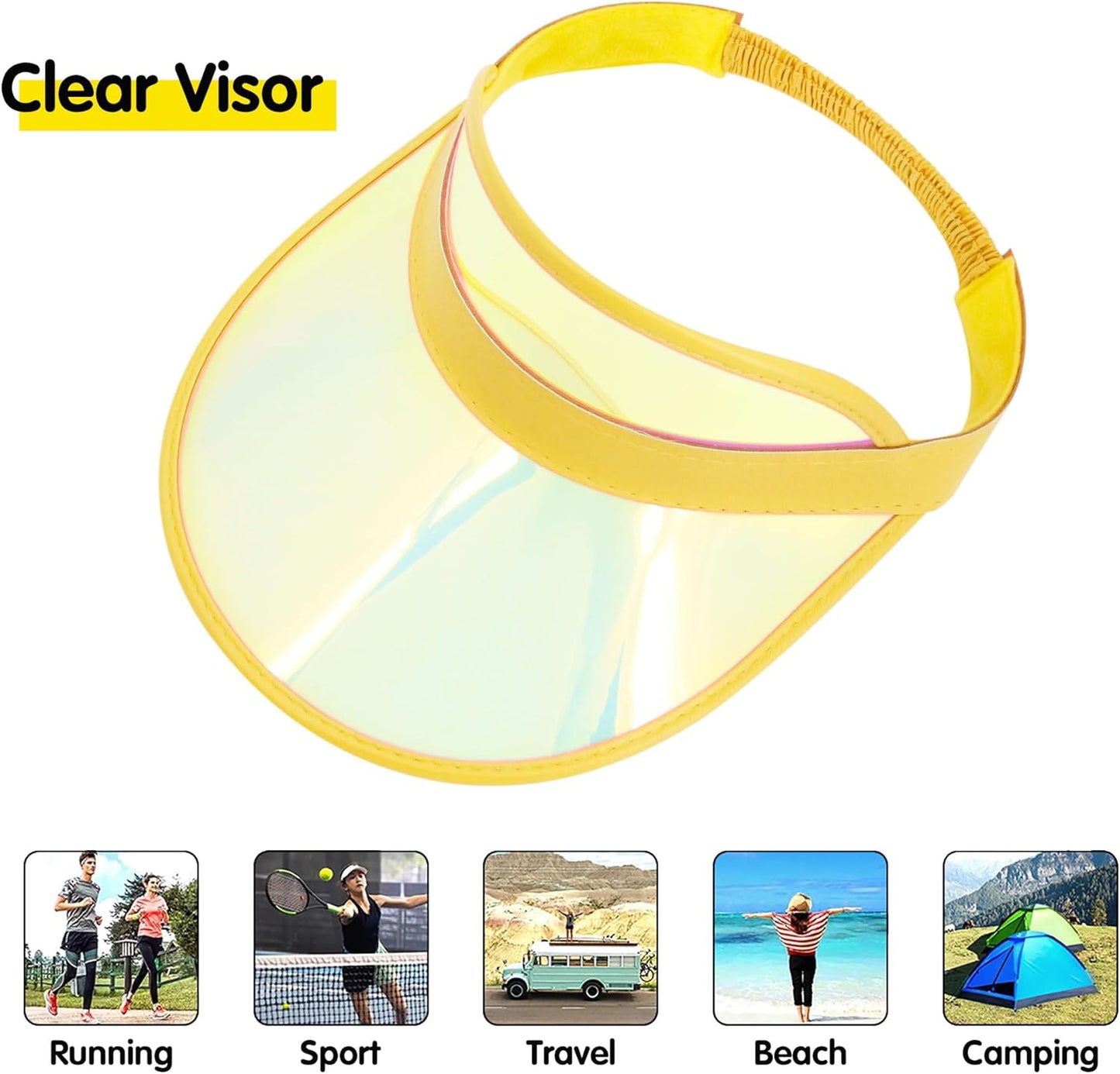 Plastics Clear Sun Visors UV Protection Hat Cap Headwear Sunhat for Golf Tennis Beach Cycle