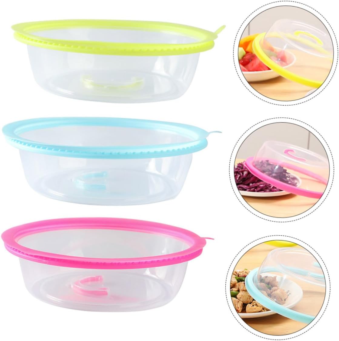 3pcs Portable Bowl Seal Lid Food-grade Silicone Microwave Cover for Easy Food Preservation Stackable Lightweight and Yellow