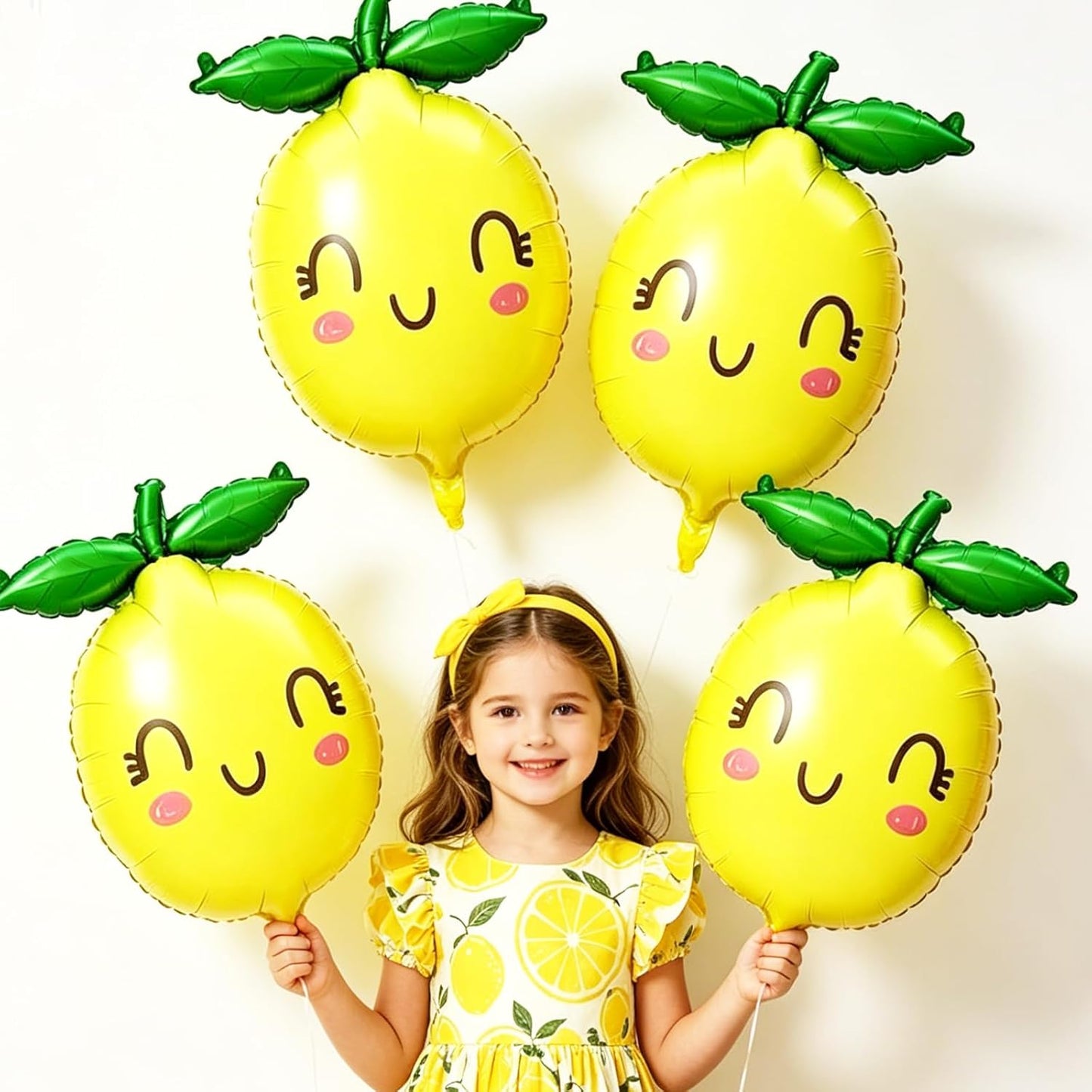 4PCS Lemon Balloons for She Found Her Main Squeeze Bridal Shower/Summer Party/Lemonade Party/Tropical Fruit Birthday/Pool Party/Amalfi Coast Lemon Decor