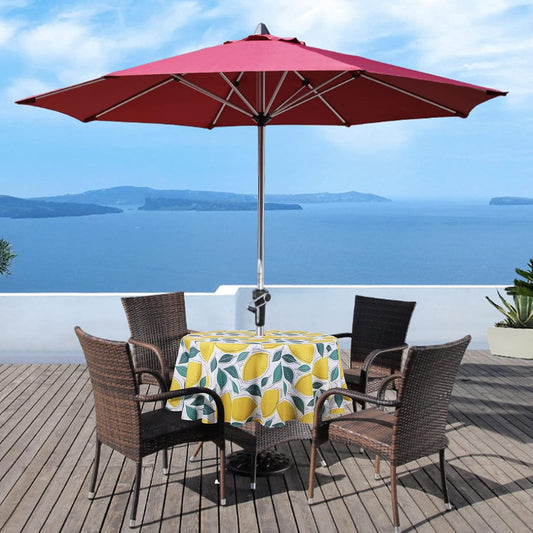 Outdoor Tablecloth with Umbrella Hole and Zipper, Spring/Summer Waterproof Table Cover for Picnic/BBQ/Garden(60" Round,Lemon)