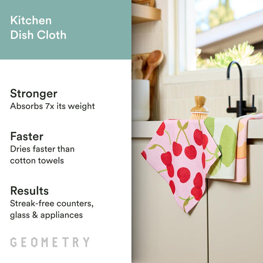 Kitchen Dish Cloths - Spring & Summer Collection - Premium Dishcloths with Geoweave - Absorbent & Fast Drying Kitchen Towels - Lemon Delight, 10" x 10" - 3-Pieces