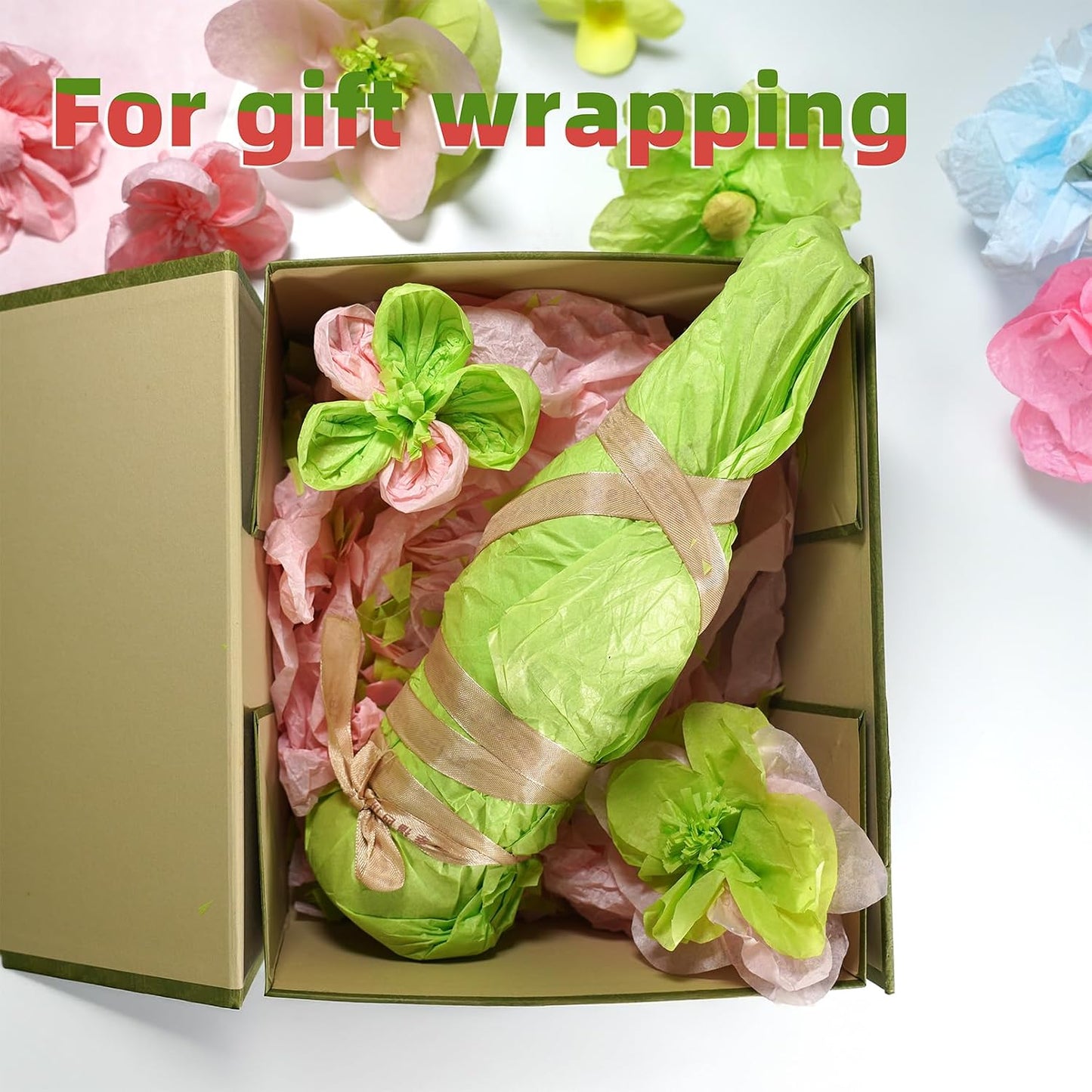 120 Sheets Light Green Tissue Paper Bulk for Gift Bags,14X20 Inch | Wrapping Tissue Paper for Packaging Floral Art Crafts Wedding Birthday Party Decorative (Light Green)