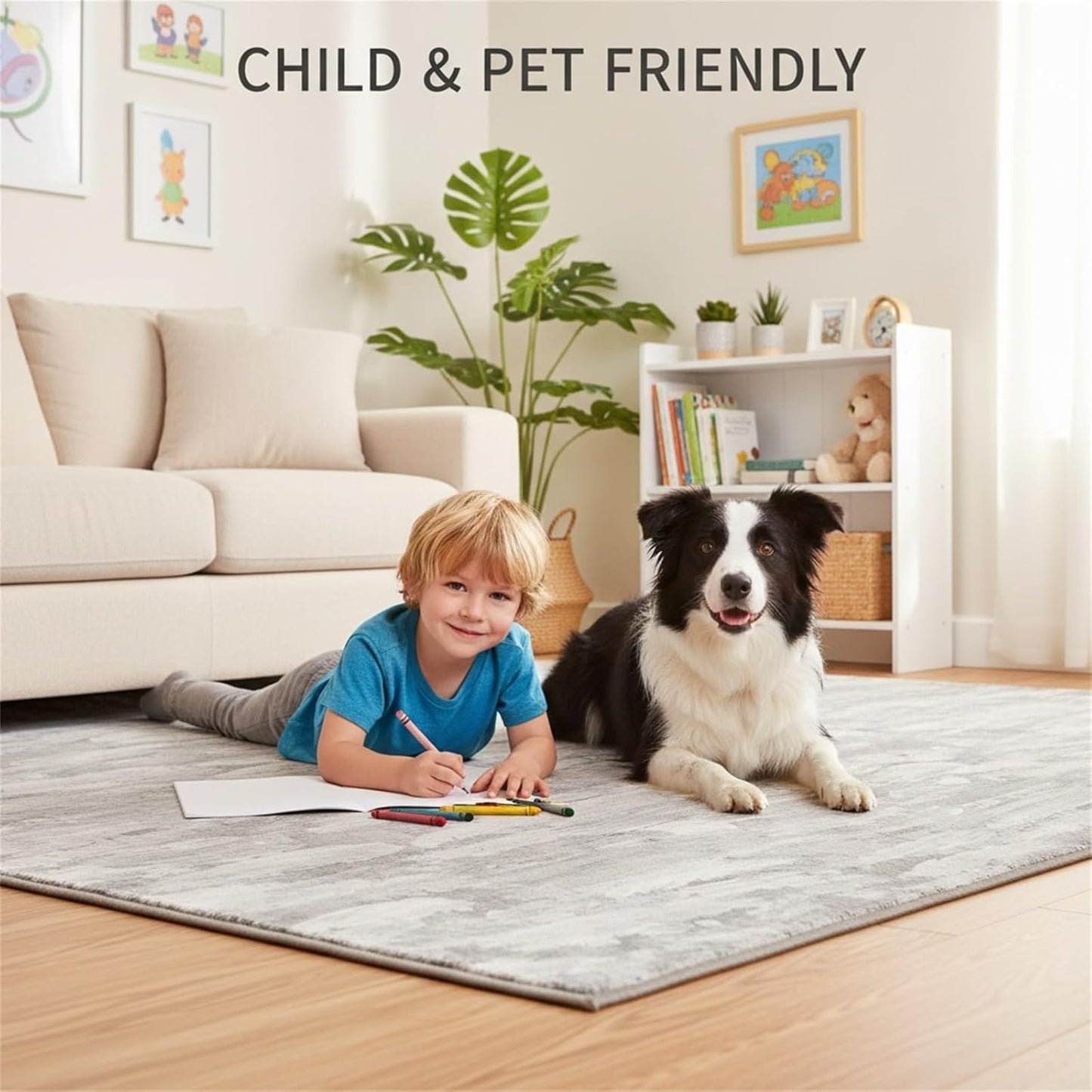 Minimalist Abstract Oil Painting Texture Livingroom Rugs 4x6 Modern Bright Yellow Art Deco Aesthetic Area Rug for Bedroom Dining Room Soft Washable Non Skid Big Carpet Thin Entryway Floor Mats