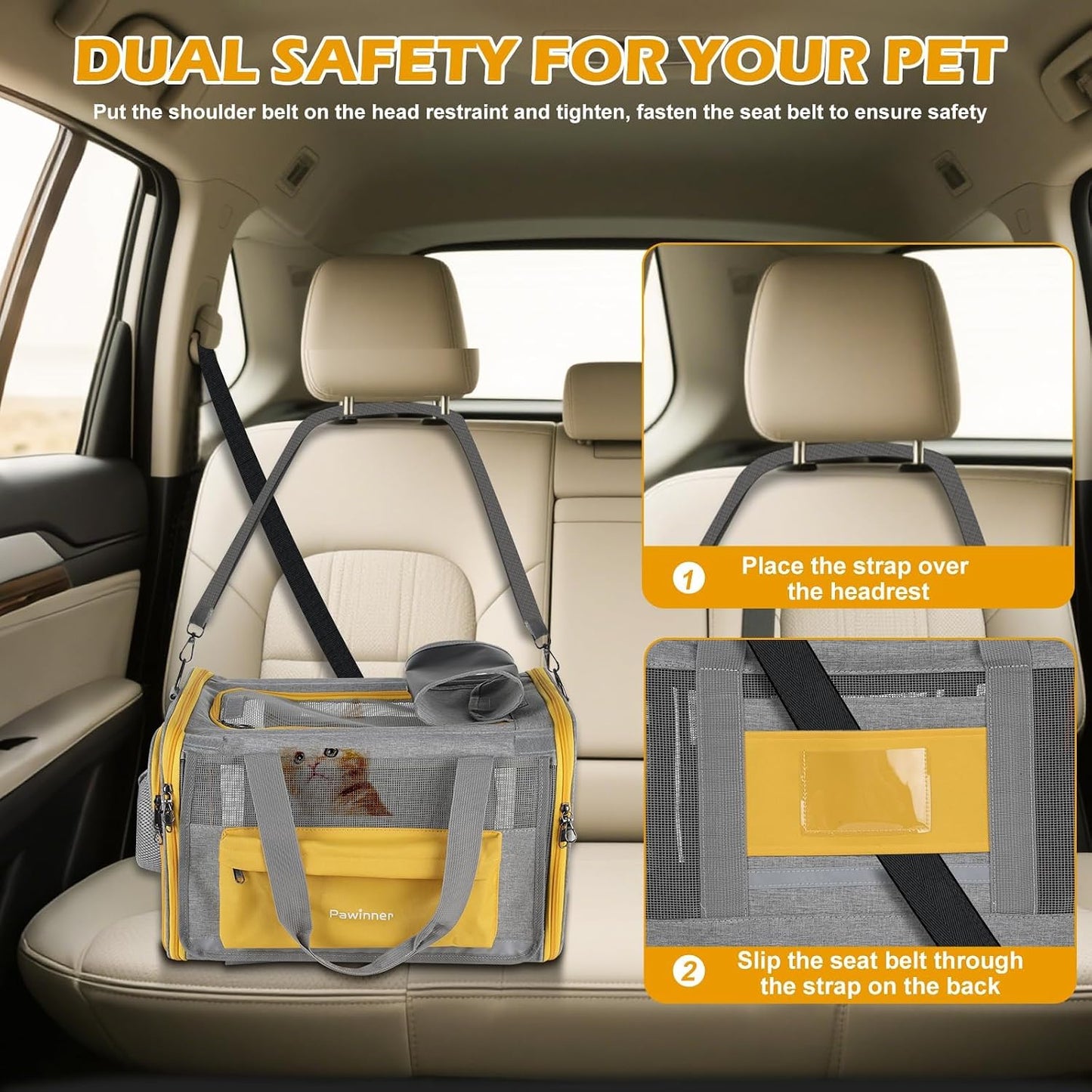 Cat Carriers, 17.7"x13"x13" Collapsible Pets Travel Carriers Dog Carrier Pet Carrier(Up to 20lbs), Waterproof Airline Approved Soft Sided, Car Travel Portable Bag for Big Cats/Small Dogs