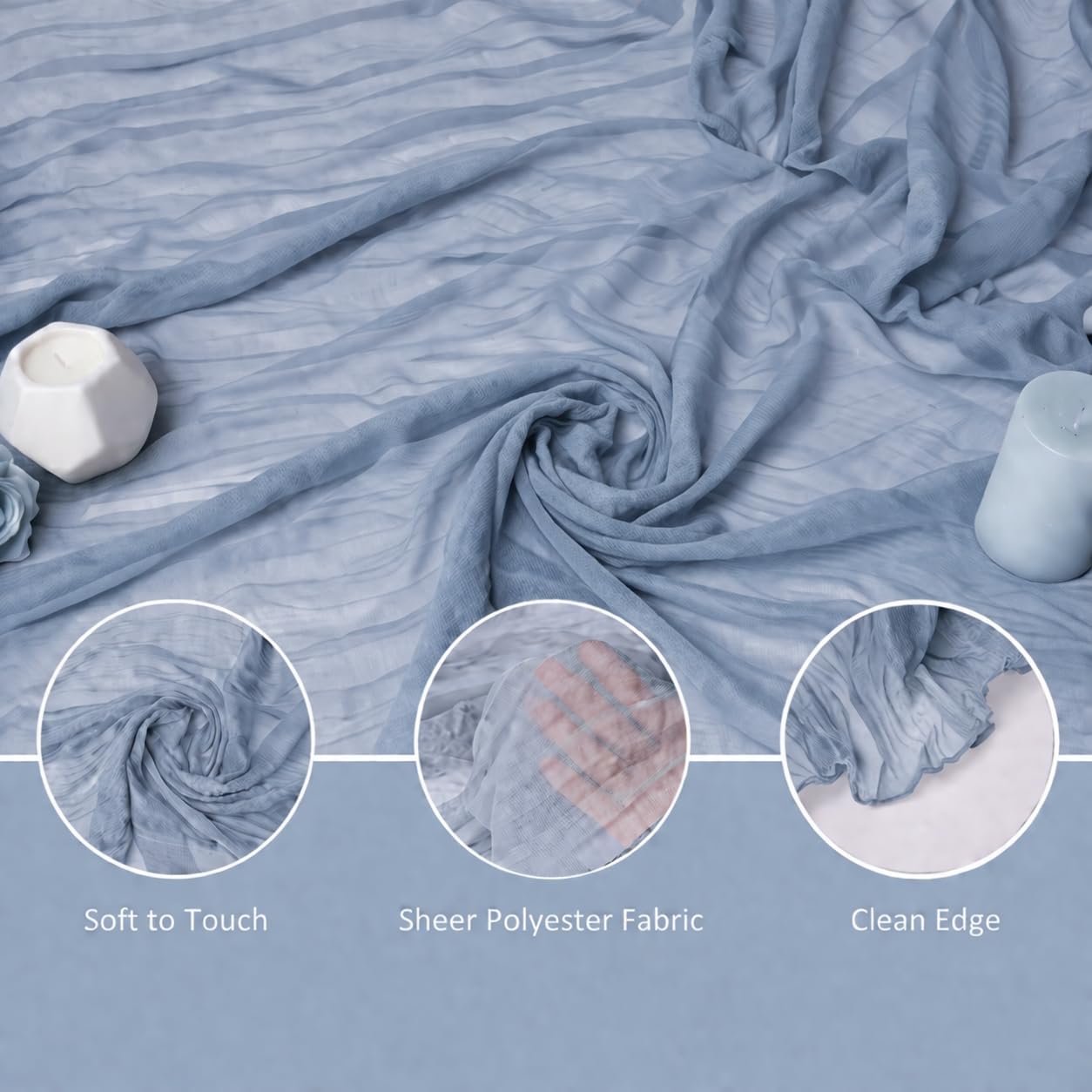 Cheesecloth Table Runner 2 Pack Dusty Blue and Lemon Yellow, Boho Gauze Table Runner 10Ft 120 Inches Long for Wedding Decor, Party & Home Table Decoration