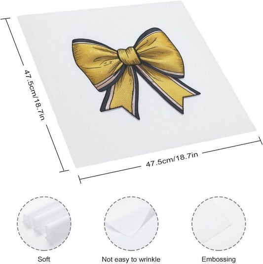Yellow Coquette Bow Cloth Napkins Set of 6, Square Premium Reusable Washable Polyester Table Linen Napkin for Dinner Party