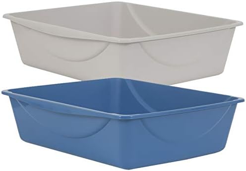 Open Cat Litter Box, Blue Mesa/Mouse Grey,M (Pack of 1), Made in USA
