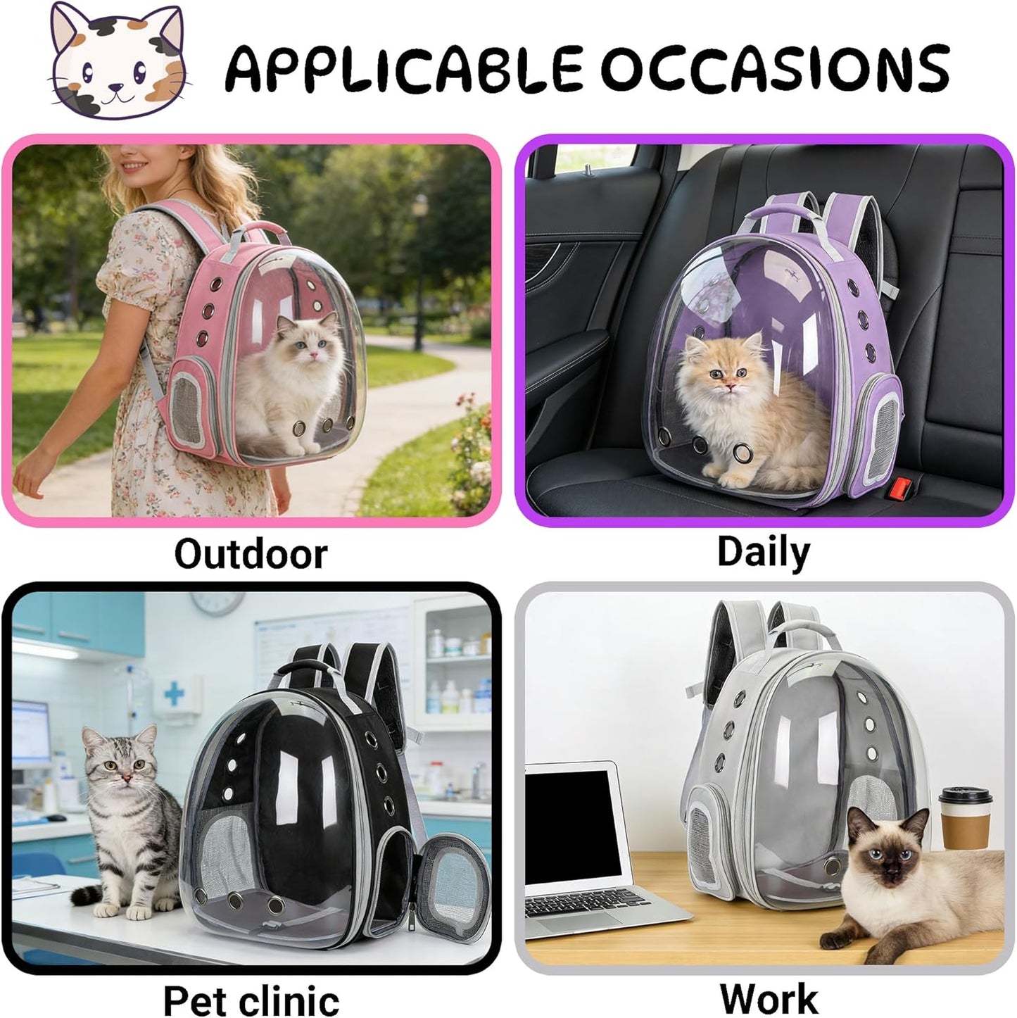 Cat Bubble Backpack Carrier for Small Medium Dogs Cats Carrying Bag, Airline Approved Pet Travel Carrying Bag Dog Hiking Walking Outdoor Backpack (Yellow)